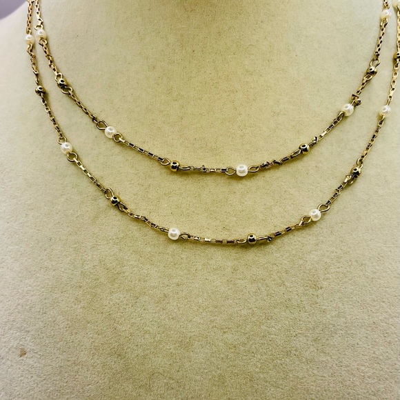 LOFT Jewelry - LOFT Gold and Pearl Bead Station Layered Necklace. 14 inches w/a 3 inch extender